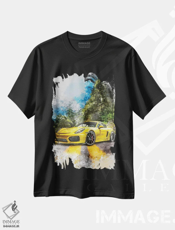 تیشرت مشکی طرح دار پورشه کایمن GT4، تزئینی اثر گب فرناندو | immage.ir