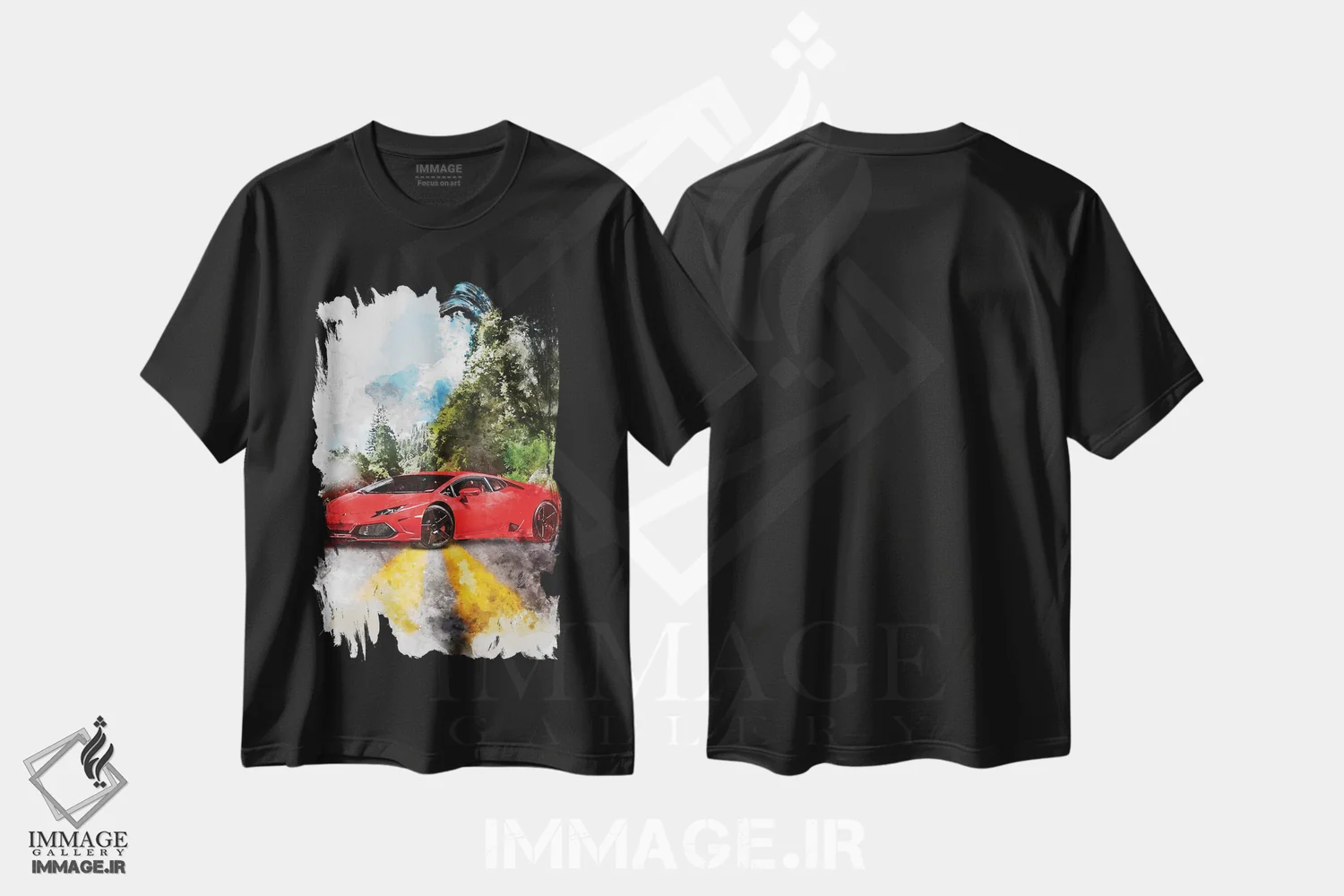 تیشرت مشکی طرح دار لامبورگینی هوراکان، تزئینی اثر گب فرناندو | immage.ir