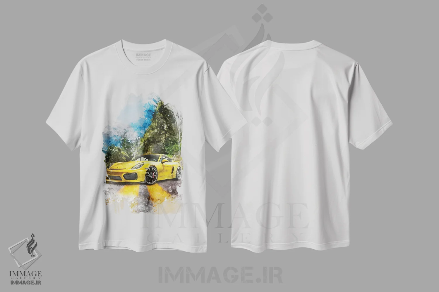 تیشرت سفید طرح دار پورشه کایمن GT4، تزئینی اثر گب فرناندو | فروشگاه ایماژ