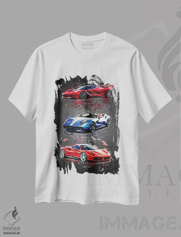 تیشرت سفید طرح دار فراری 1، تزئینی اثر گب فرناندو | فروشگاه ایماژ