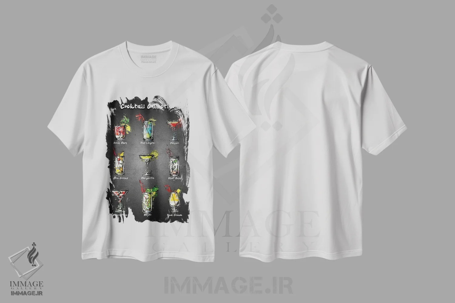 تیشرت سفید طرح دار منوی کوکتل I، تزئینی اثر گب فرناندو | immage.ir