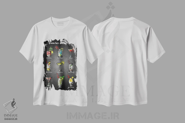 تیشرت سفید طرح دار منوی کوکتل I، تزئینی اثر گب فرناندو | immage.ir