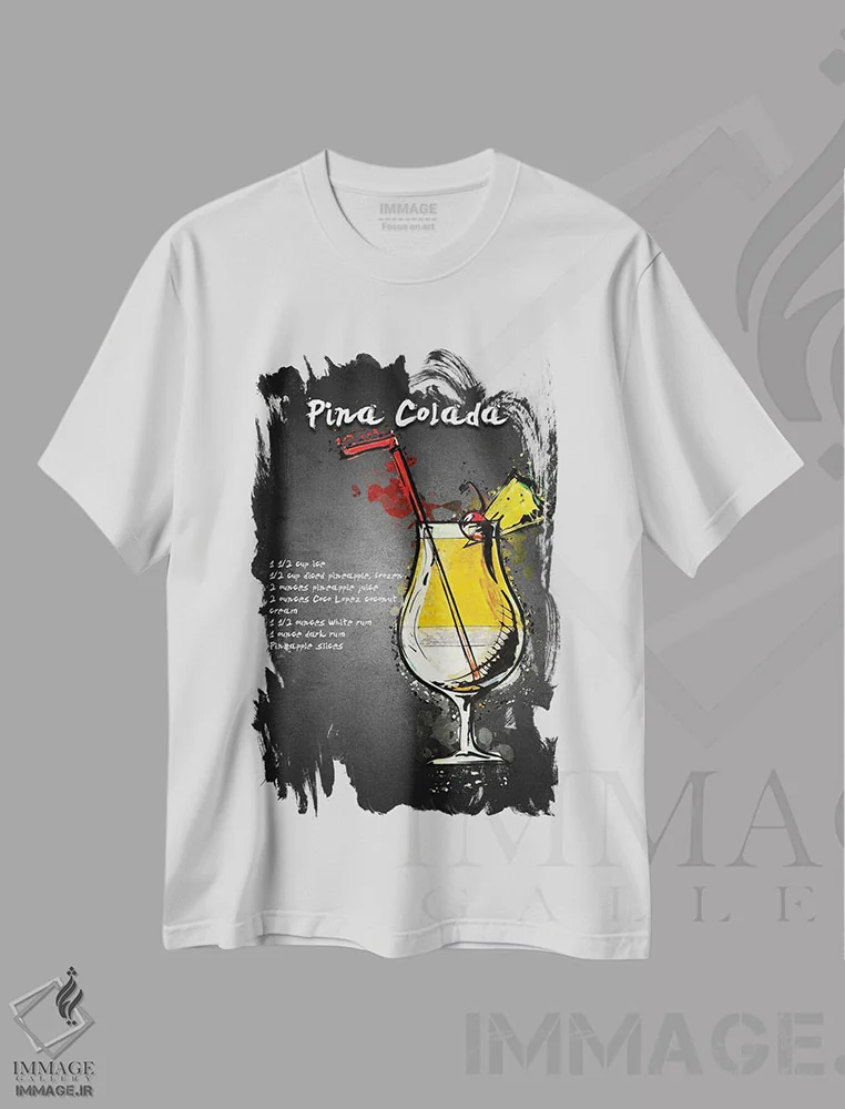 تیشرت سفید طرح دار پینا کولادا I، تزئینی اثر گب فرناندو | immage.ir