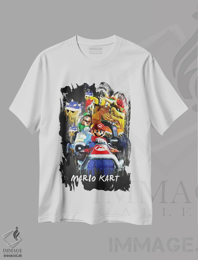 تیشرت سفید طرح دار ماریو کارت، تزئینی اثر گب فرناندو | immage.ir