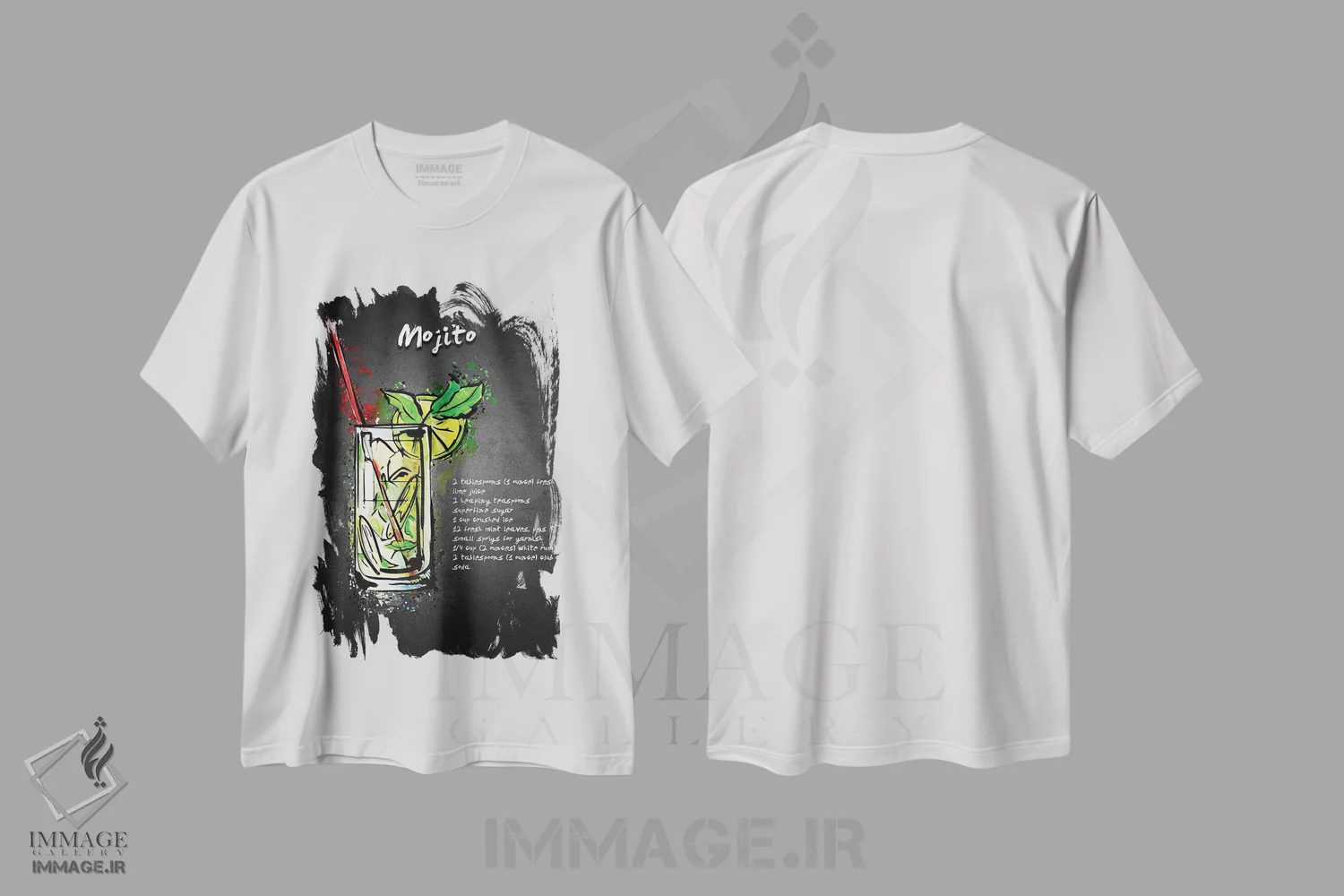 تیشرت سفید طرح دار موهیتو I، تزئینی اثر گب فرناندو | فروشگاه ایماژ
