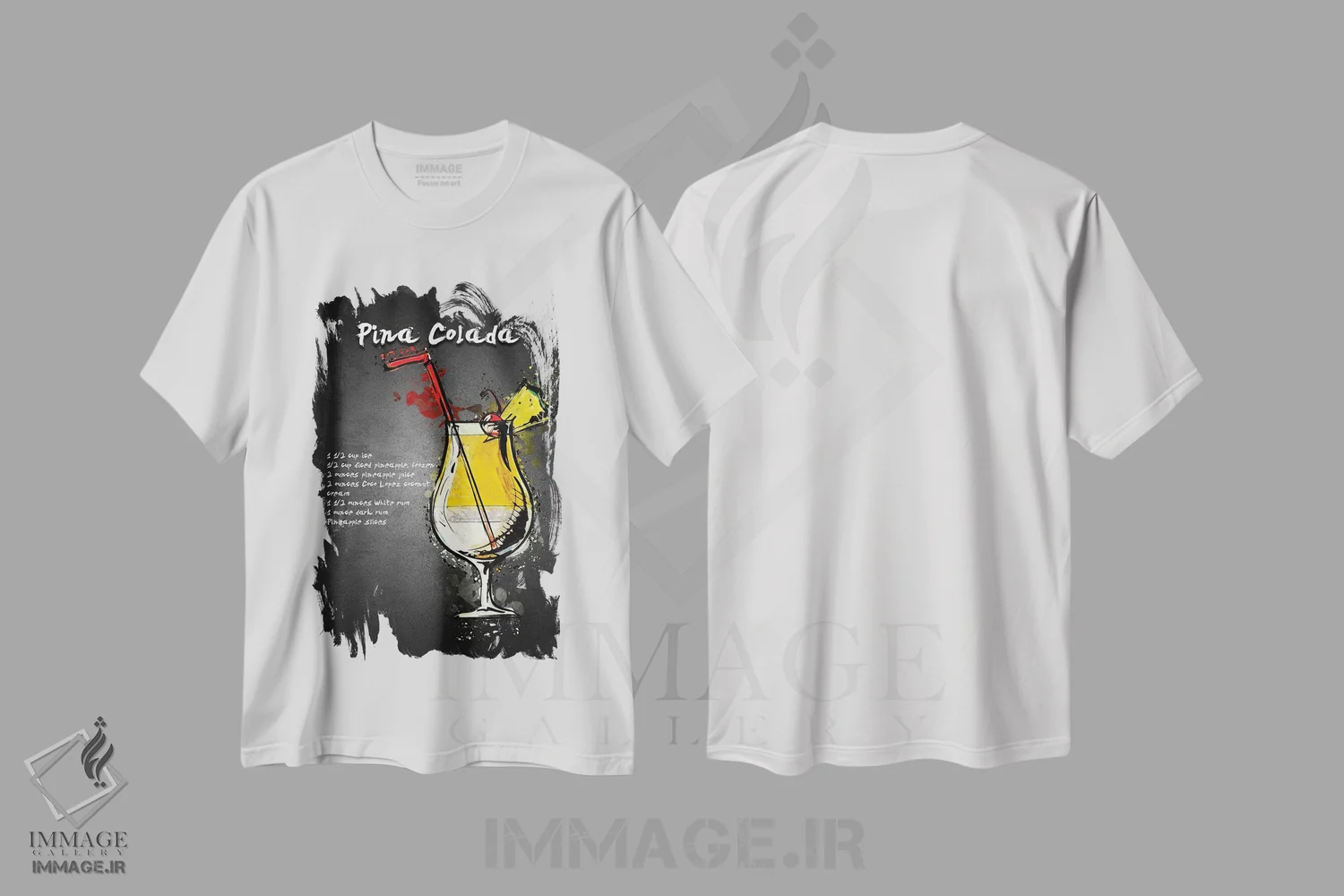 تیشرت سفید طرح دار پینا کولادا I، تزئینی اثر گب فرناندو | immage.ir