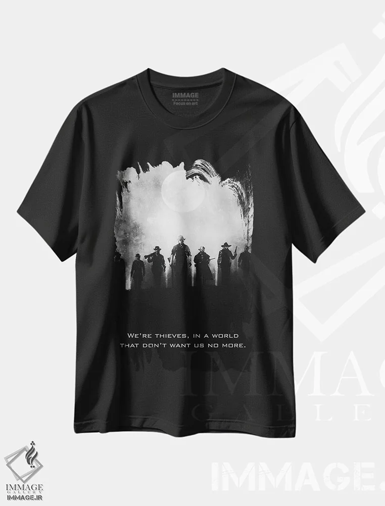 تیشرت مشکی طرح دار کابوی ها، هنر تزئینی سیاه و سفید اثر گب فرناندو | immage.ir