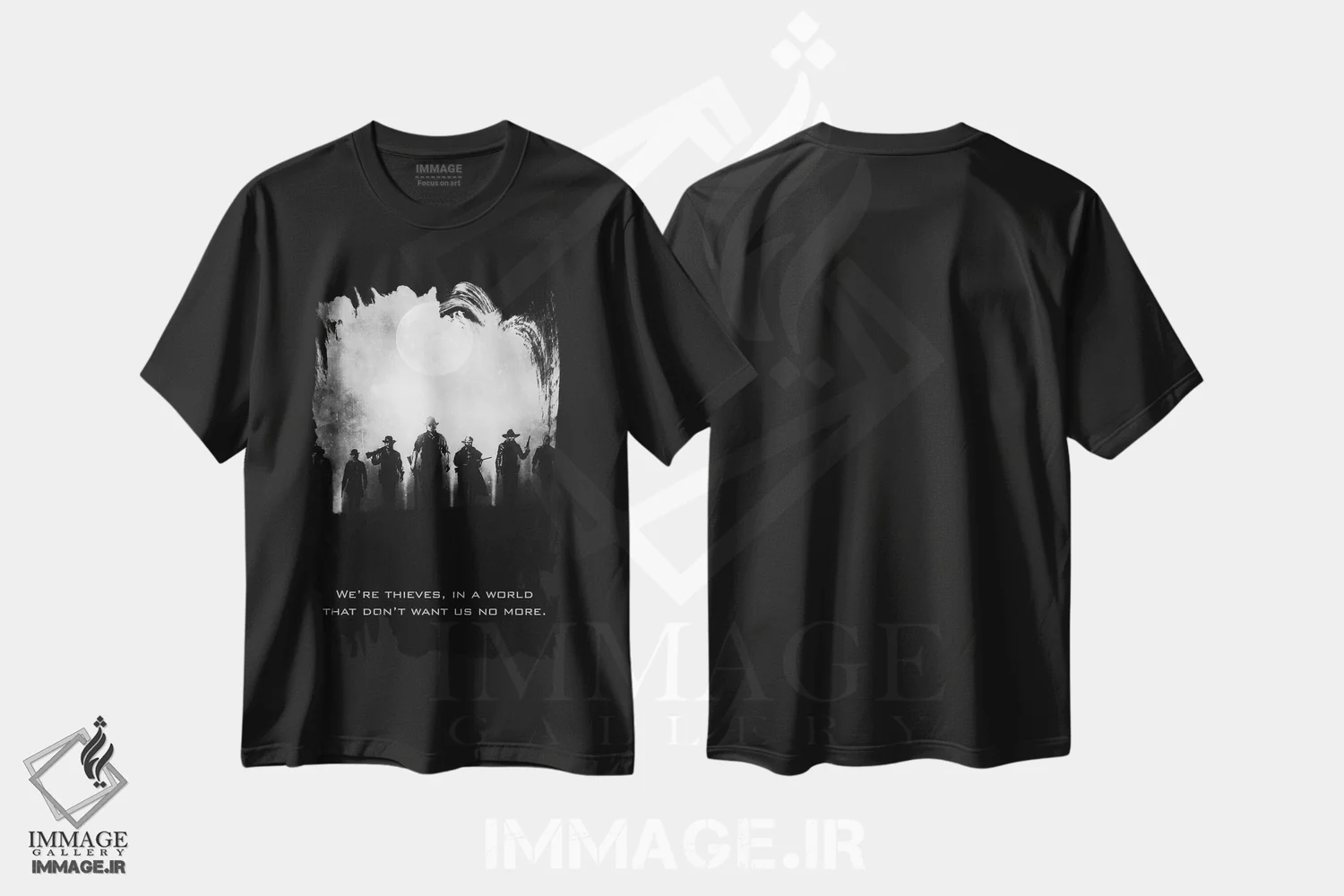 تیشرت مشکی طرح دار کابوی ها، هنر تزئینی سیاه و سفید اثر گب فرناندو | immage.ir