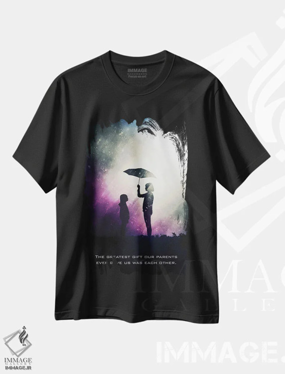 تیشرت مشکی طرح دار شعار خواهر و برادر، تزئینی اثر گب فرناندو | فروشگاه ایماژ