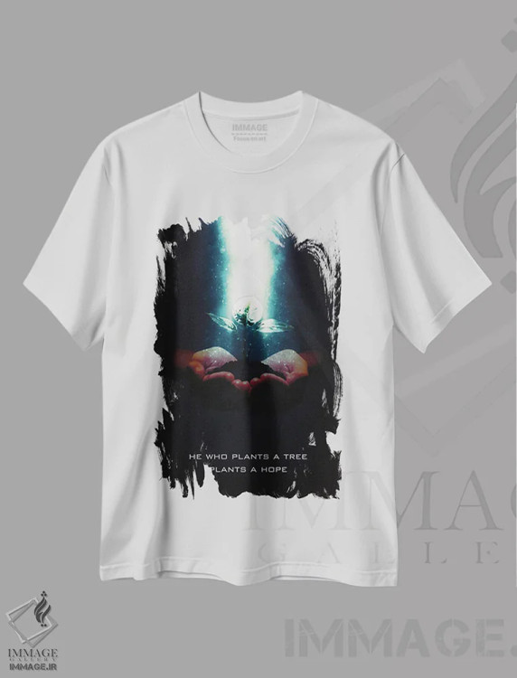 تیشرت سفید طرح دار امید، تزئینی اثر گب فرناندو | immage.ir