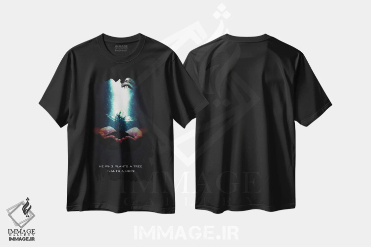 تیشرت مشکی طرح دار امید، تزئینی اثر گب فرناندو | فروشگاه ایماژ