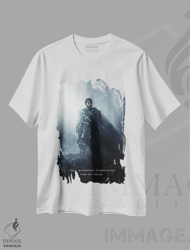 تیشرت سفید طرح دار شعار سامورایی شبح، تزئینی اثر گب فرناندو | فروشگاه ایماژ