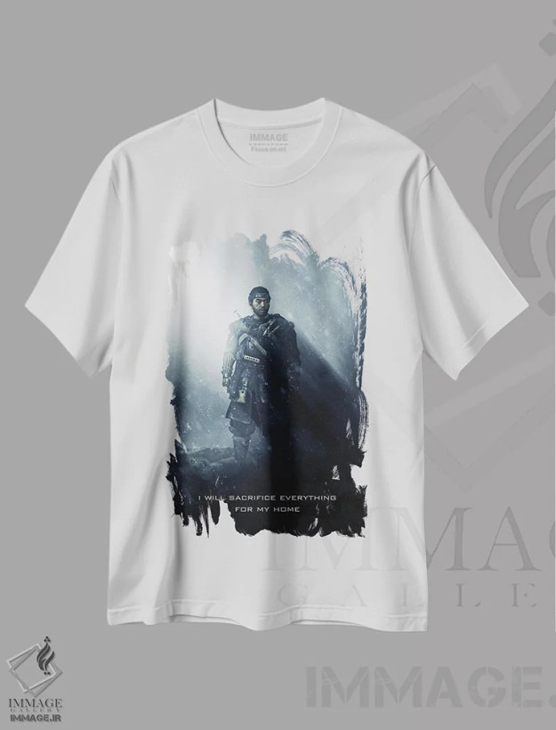 تیشرت سفید طرح دار شعار سامورایی شبح، تزئینی اثر گب فرناندو | فروشگاه ایماژ