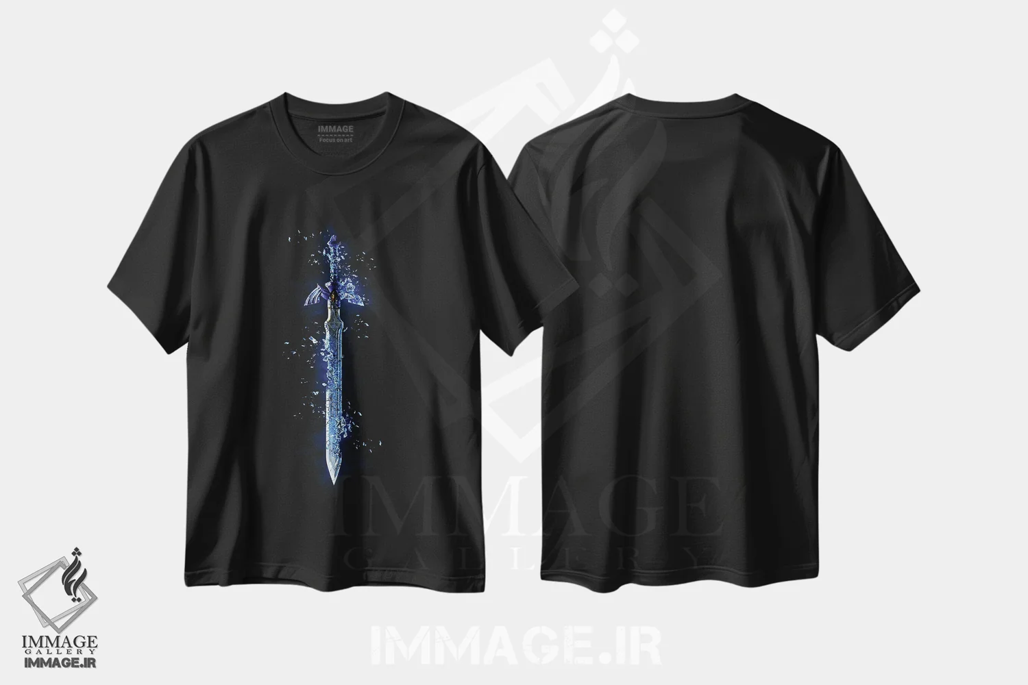 تیشرت مشکی طرح دار شمشیر لینک، هنر دیجیتال اثر گب فرناندو | فروشگاه ایماژ