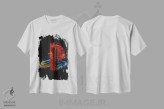 تیشرت سفید طرح دار لوگوی پلی استیشن، هنر دیجیتال اثر گب فرناندو | فروشگاه ایماژ