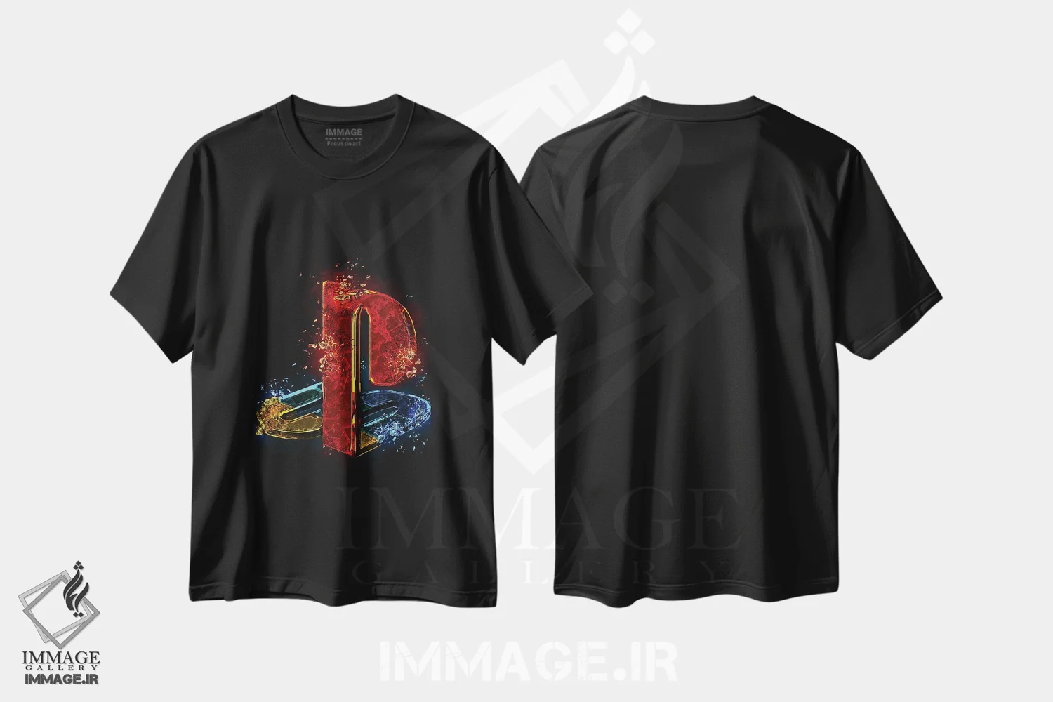 تیشرت مشکی طرح دار لوگوی پلی استیشن، هنر دیجیتال اثر گب فرناندو | immage.ir