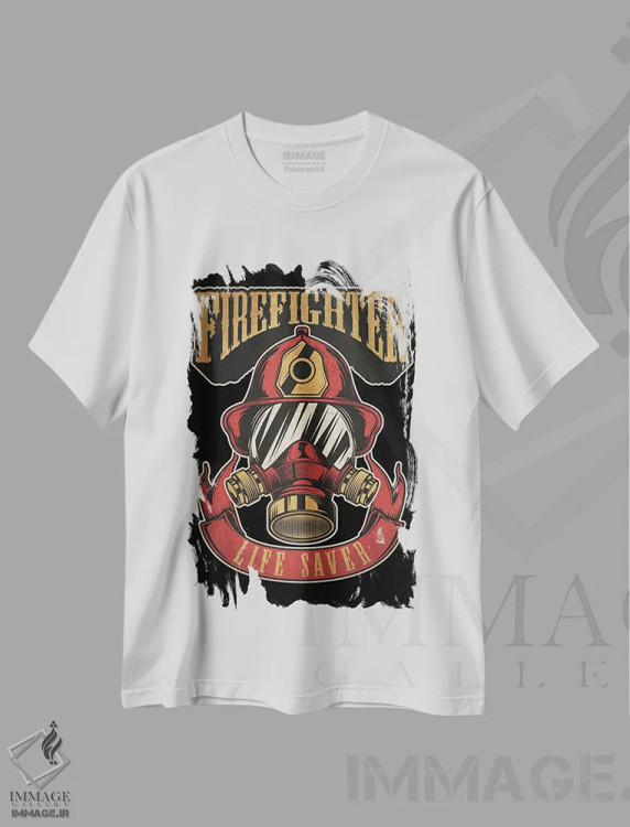 تیشرت سفید طرح دار آتش نشانان IX، هنر دیجیتال اثر گب فرناندو | immage.ir