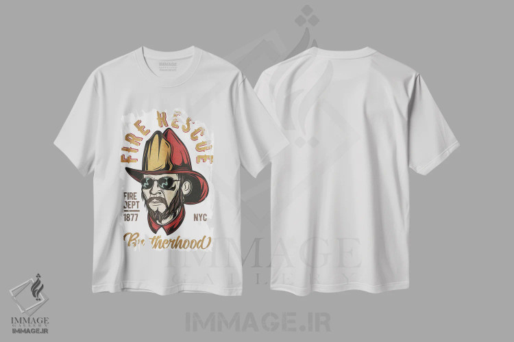 تیشرت سفید طرح دار آتش نشانان V، هنر دیجیتال اثر گب فرناندو | فروشگاه ایماژ