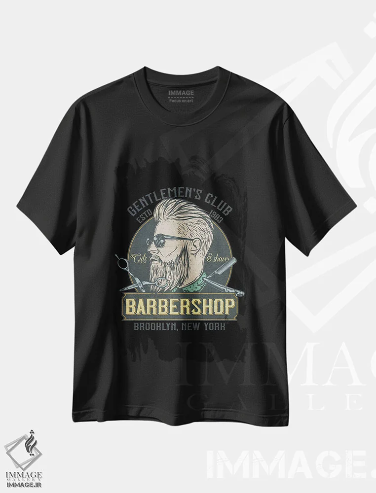 تیشرت مشکی طرح دار آرایشگر VIII، هنر دیجیتال اثر گب فرناندو | فروشگاه ایماژ
