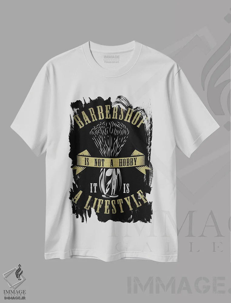 تیشرت سفید طرح دار آرایشگر XXVIX، هنر دیجیتال اثر گب فرناندو | فروشگاه ایماژ
