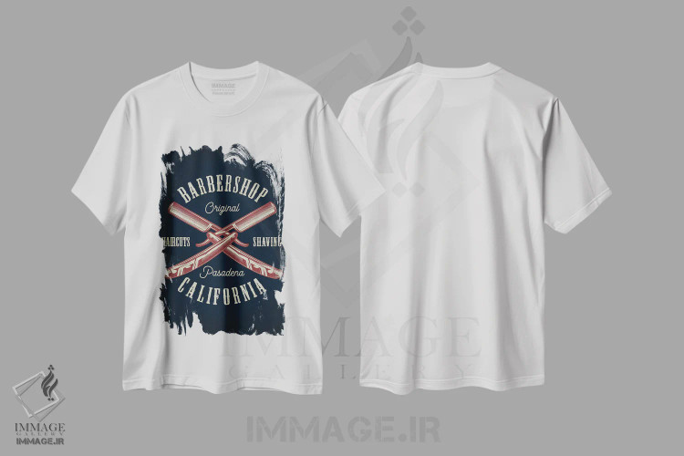 تیشرت سفید طرح دار آرایشگر XXXI، هنر دیجیتال اثر گب فرناندو | فروشگاه ایماژ