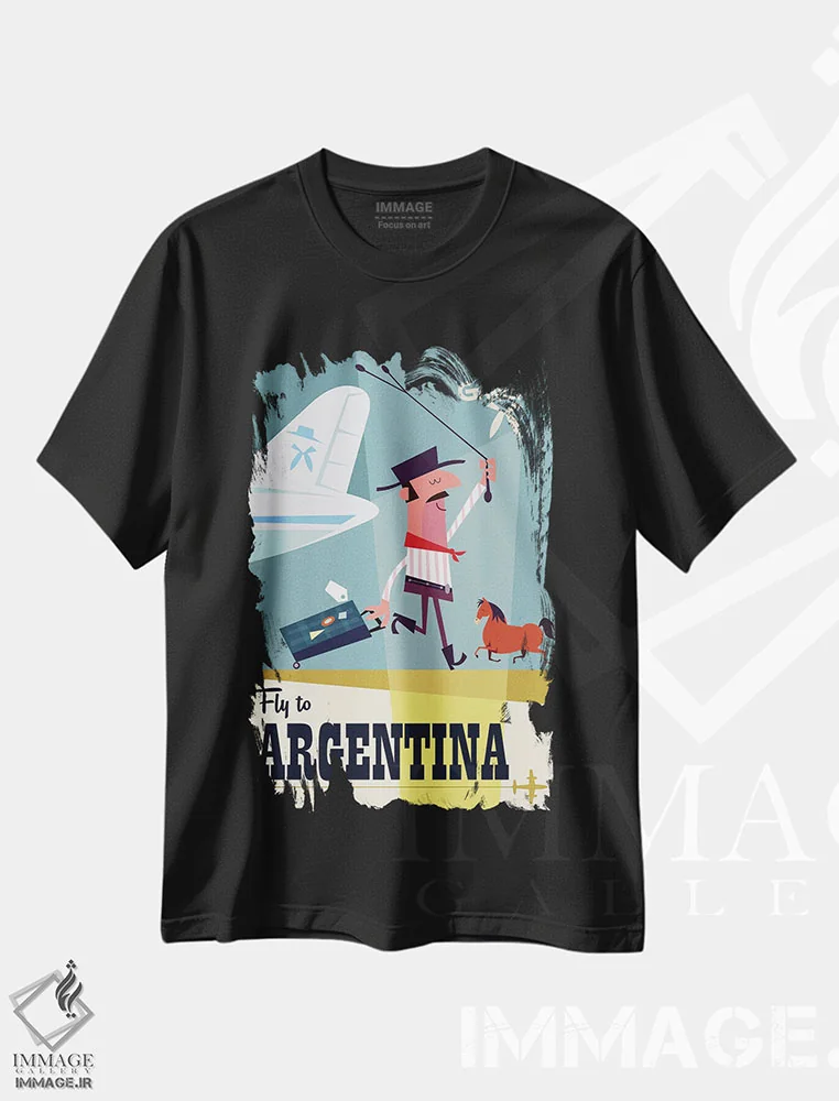 تیشرت مشکی طرح دار "پرواز به...آرژانتین"، هنر دیجیتال اثر گری گودل | immage.ir