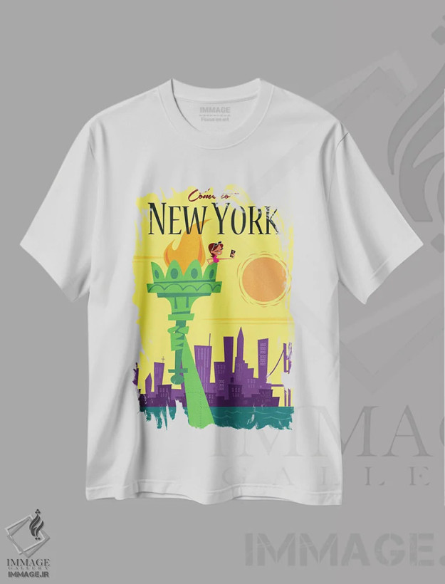 تیشرت سفید طرح دار "نیویورک"، هنر دیجیتال اثر گری گودل | فروشگاه ایماژ