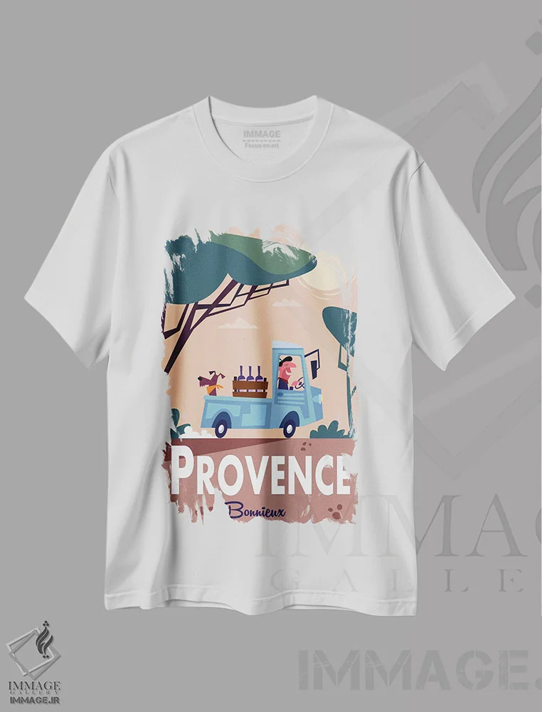 تیشرت سفید طرح دار "پروانس"، هنر دیجیتال اثر گری گودل | فروشگاه ایماژ