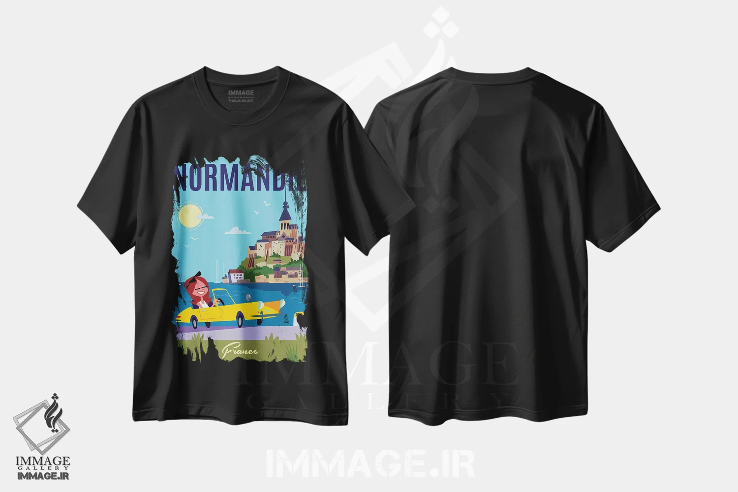 تیشرت مشکی طرح دار "نرماندی"، هنر دیجیتال اثر گری گودل | فروشگاه ایماژ
