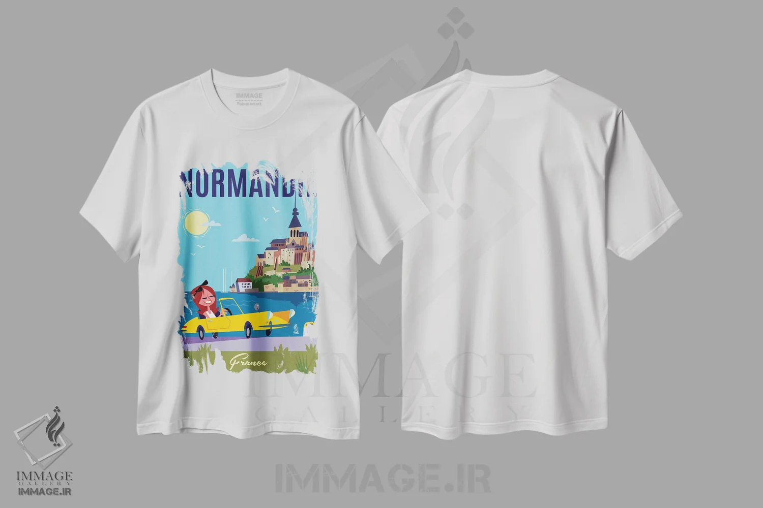 تیشرت سفید طرح دار "نرماندی"، هنر دیجیتال اثر گری گودل | immage.ir