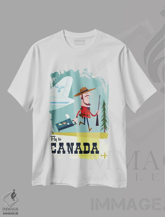 تیشرت سفید طرح دار "پرواز به...کانادا"، هنر دیجیتال اثر گری گودل | فروشگاه ایماژ