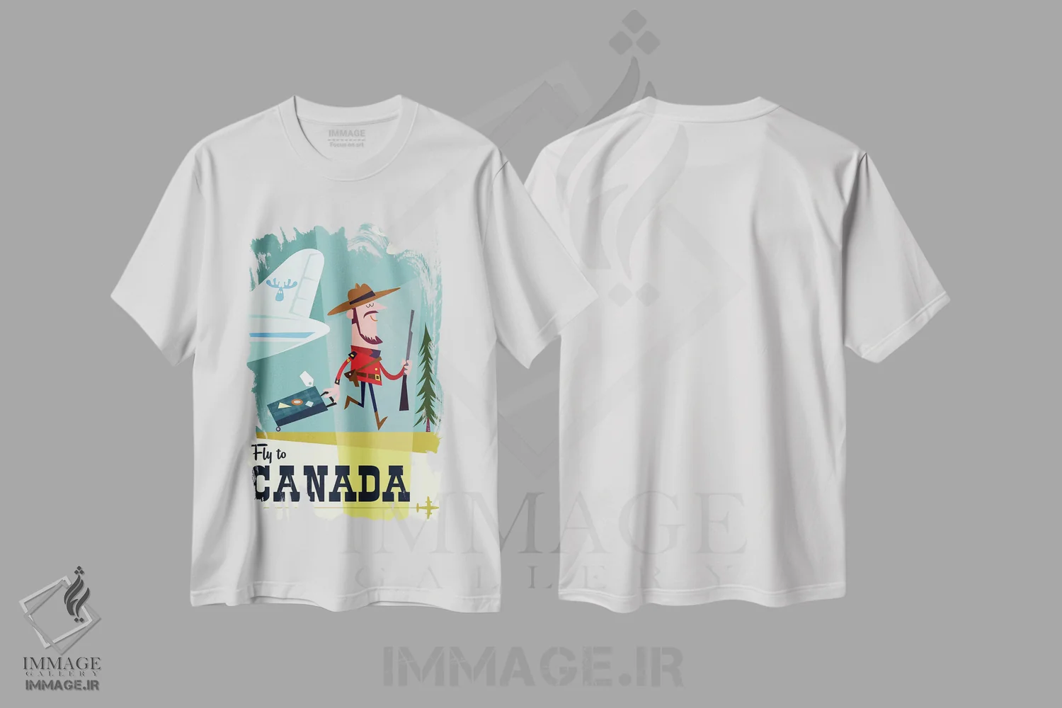 تیشرت سفید طرح دار "پرواز به...کانادا"، هنر دیجیتال اثر گری گودل | فروشگاه ایماژ