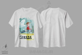 تیشرت سفید طرح دار "پرواز به...کانادا"، هنر دیجیتال اثر گری گودل | فروشگاه ایماژ