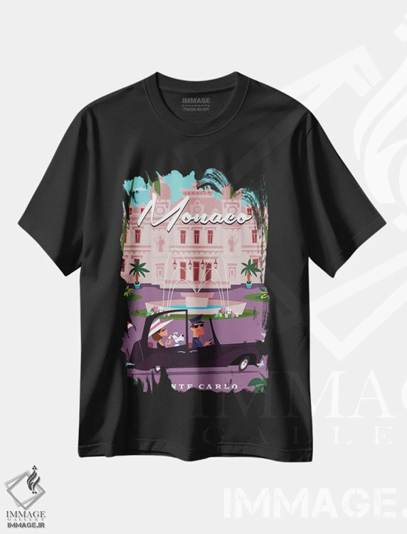 تیشرت مشکی طرح دار "کازینوی مونته کارلو"، هنر دیجیتال اثر گری گودل | فروشگاه ایماژ