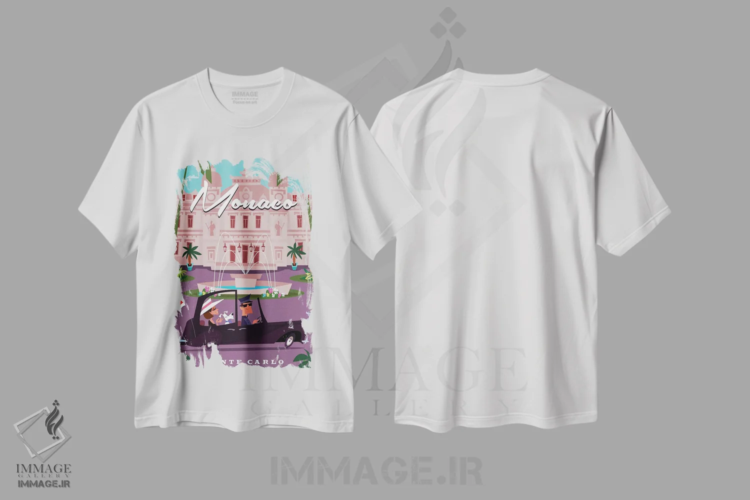 تیشرت سفید طرح دار "کازینوی مونته کارلو"، هنر دیجیتال اثر گری گودل | immage.ir