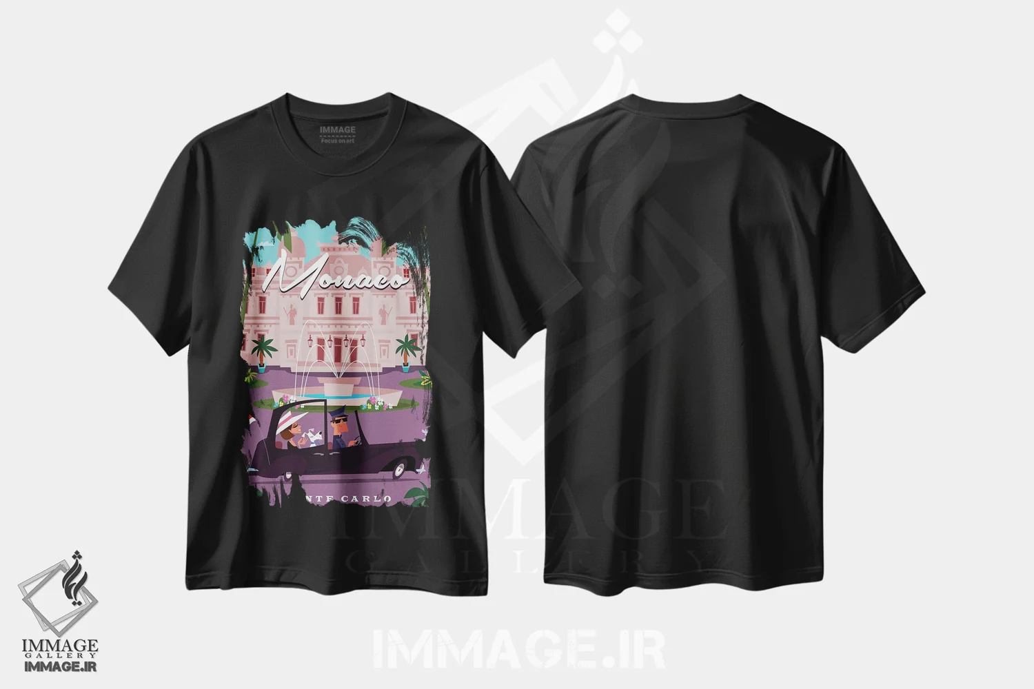 تیشرت مشکی طرح دار "کازینوی مونته کارلو"، هنر دیجیتال اثر گری گودل | فروشگاه ایماژ