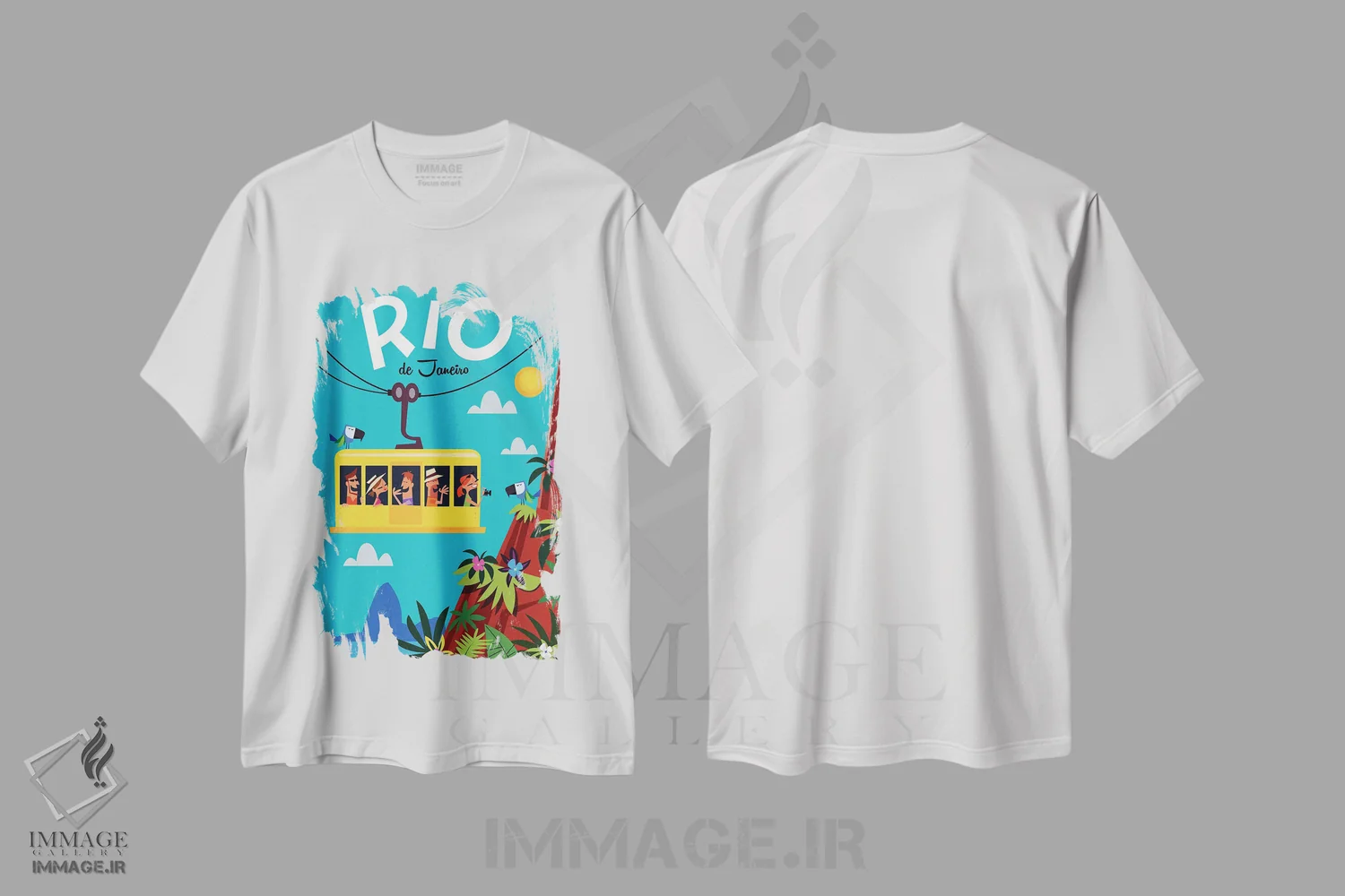 تیشرت سفید طرح دار "ریو"، هنر دیجیتال اثر گری گودل | فروشگاه ایماژ