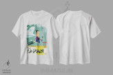 تیشرت سفید طرح دار "پرواز به...ژاپن"، هنر دیجیتال اثر گری گودل | فروشگاه ایماژ