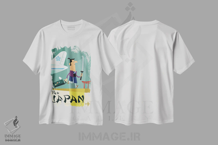 تیشرت سفید طرح دار "پرواز به...ژاپن"، هنر دیجیتال اثر گری گودل | فروشگاه ایماژ