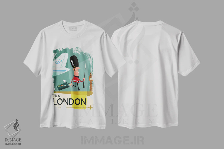 تیشرت سفید طرح دار "پرواز به...لندن"، هنر دیجیتال اثر گری گودل | immage.ir