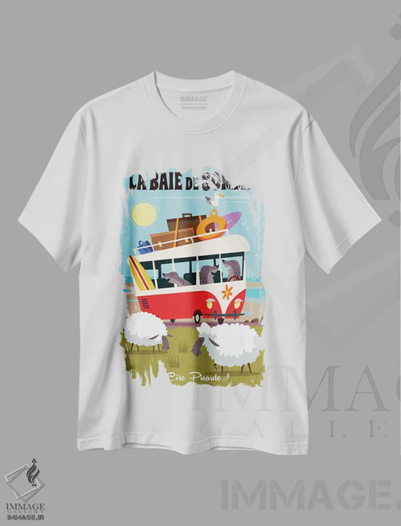 تیشرت سفید طرح دار "خلیج سُم"، هنر دیجیتال اثر گری گودل | immage.ir