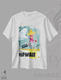 تیشرت سفید طرح دار "پرواز به...هاوایی"، تزئینی اثر گری گودل | immage.ir
