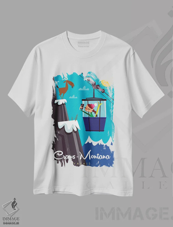 تیشرت سفید طرح دار "کرانس مونتانا"، هنر دیجیتال اثر گری گودل | فروشگاه ایماژ