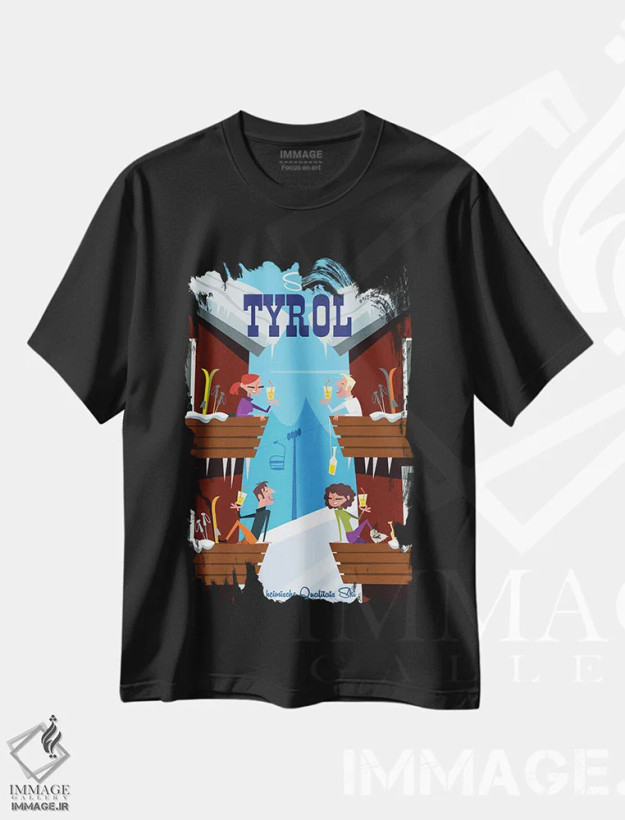 تیشرت مشکی طرح دار "اسکی تیرول"، هنر دیجیتال اثر گری گودل | فروشگاه ایماژ