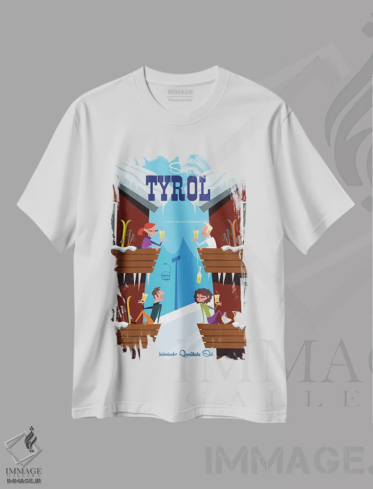 تیشرت سفید طرح دار "اسکی تیرول"، هنر دیجیتال اثر گری گودل | immage.ir