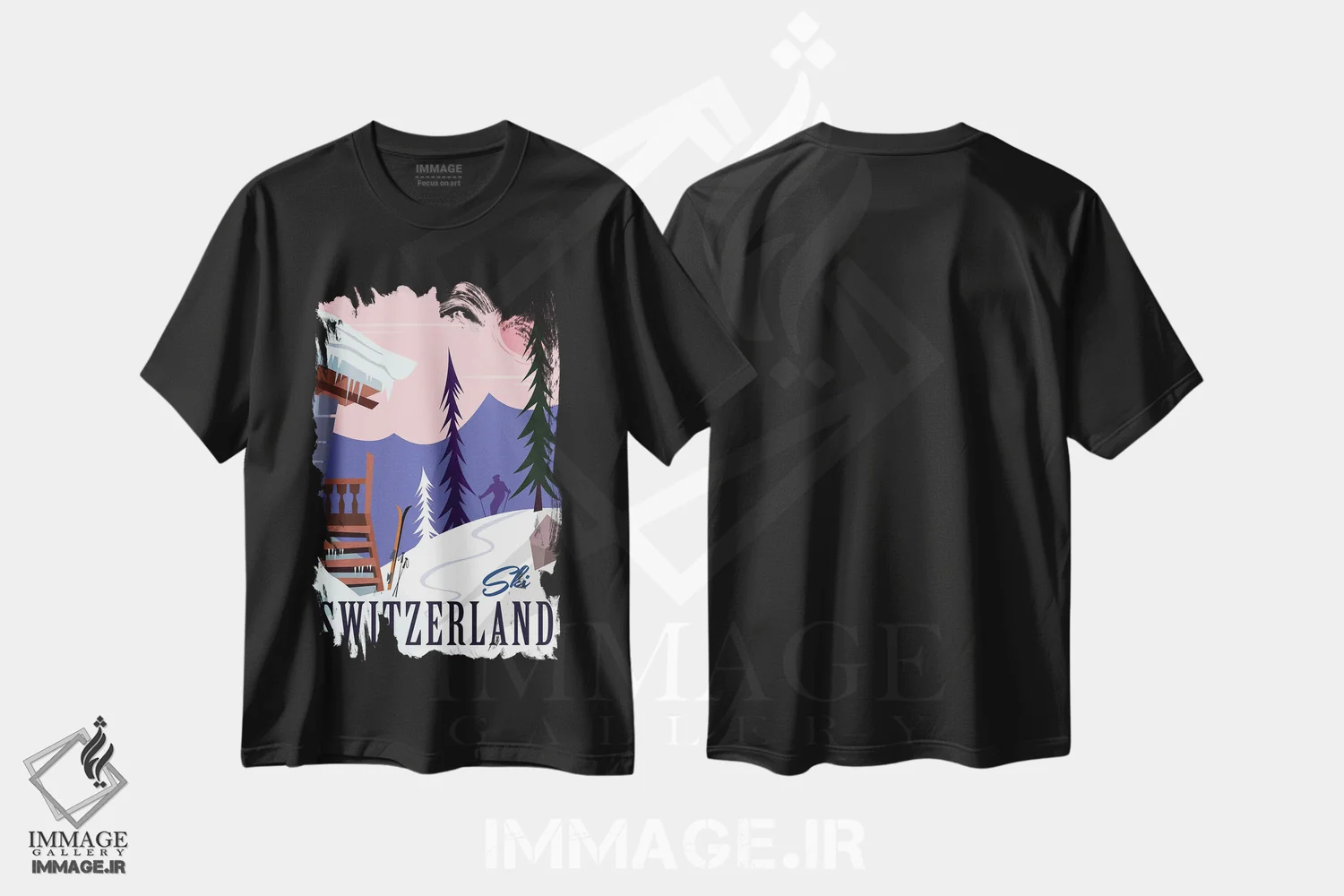 تیشرت مشکی طرح دار "اسکی سوئیس"، هنر دیجیتال اثر گری گودل | immage.ir