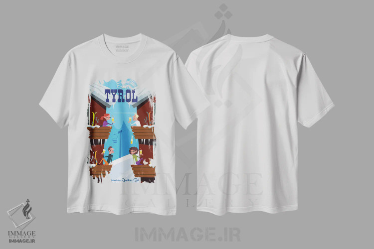 تیشرت سفید طرح دار "اسکی تیرول"، هنر دیجیتال اثر گری گودل | immage.ir