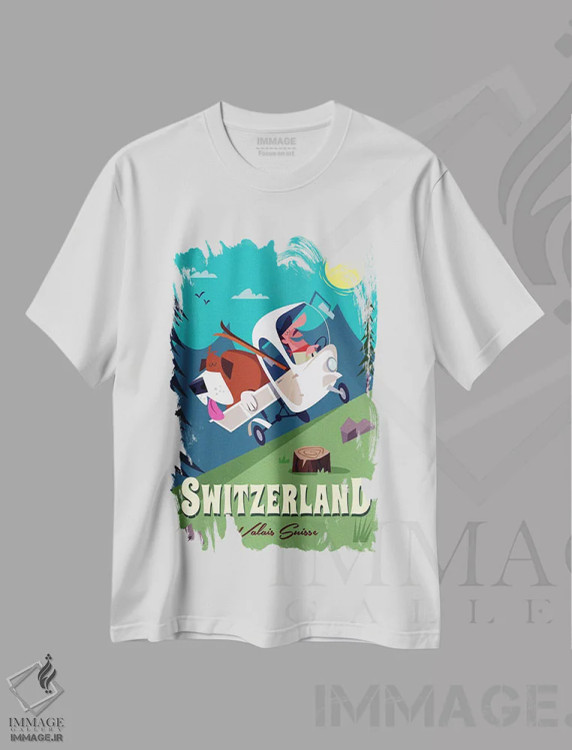 تیشرت سفید طرح دار "واله سوئیس"، هنر دیجیتال اثر گری گودل | فروشگاه ایماژ