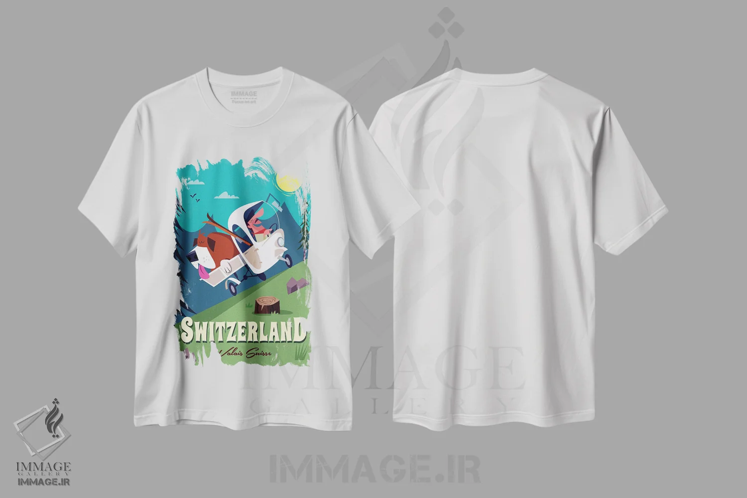تیشرت سفید طرح دار "واله سوئیس"، هنر دیجیتال اثر گری گودل | فروشگاه ایماژ