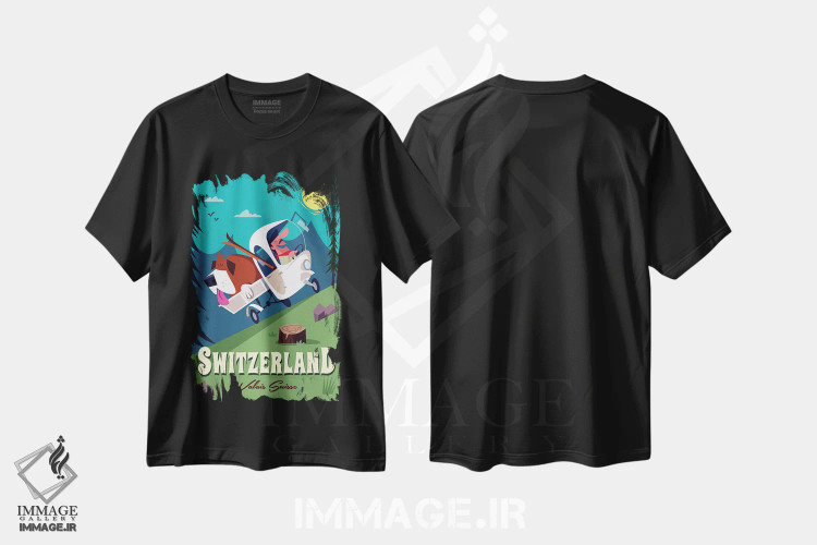 تیشرت مشکی طرح دار "واله سوئیس"، هنر دیجیتال اثر گری گودل | immage.ir